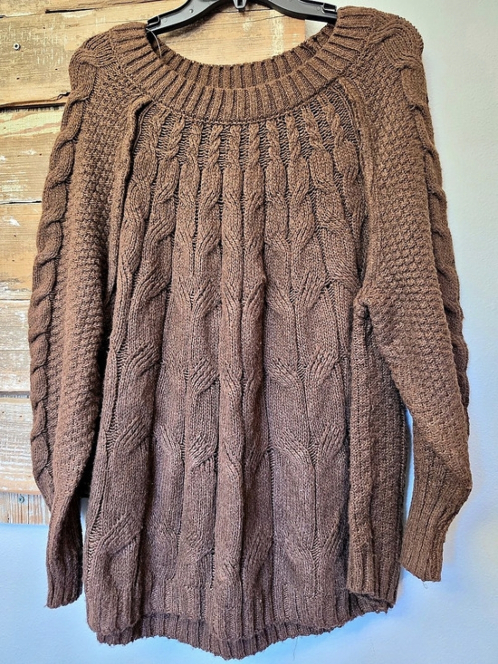 Olive Oak Cable Knit Sweater in Brown Size 1X NWT